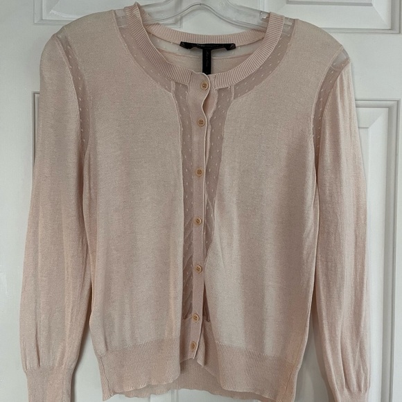 BCBG MAXAZRIA Glenna Silk Blend Lace Cardigan S Corozo - Picture 6 of 14